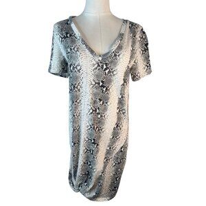 N: Philanthropy XS Snake Print V-Neck Short Sleeve Dress Cotton Soft Casual